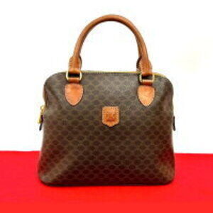 Celine Macadam Blason Triomphe leather handbag tote bag brown